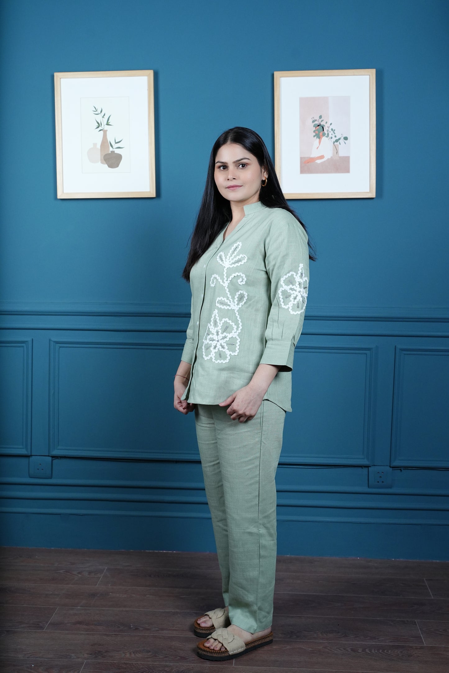 Mint Jade Grace Embroidered Co-ord Set