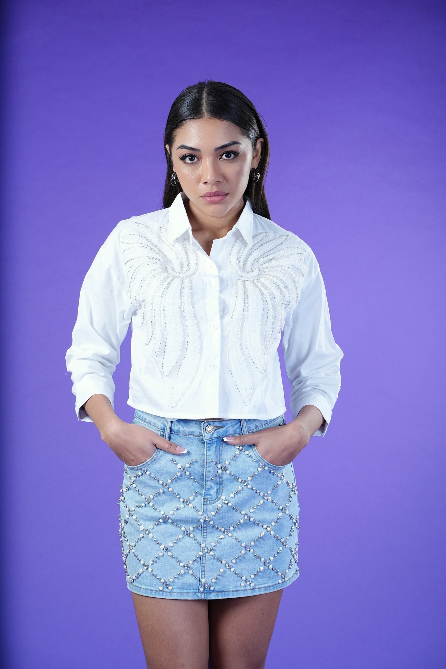 Mystic Wingborne Crop Shirt - White Shirt