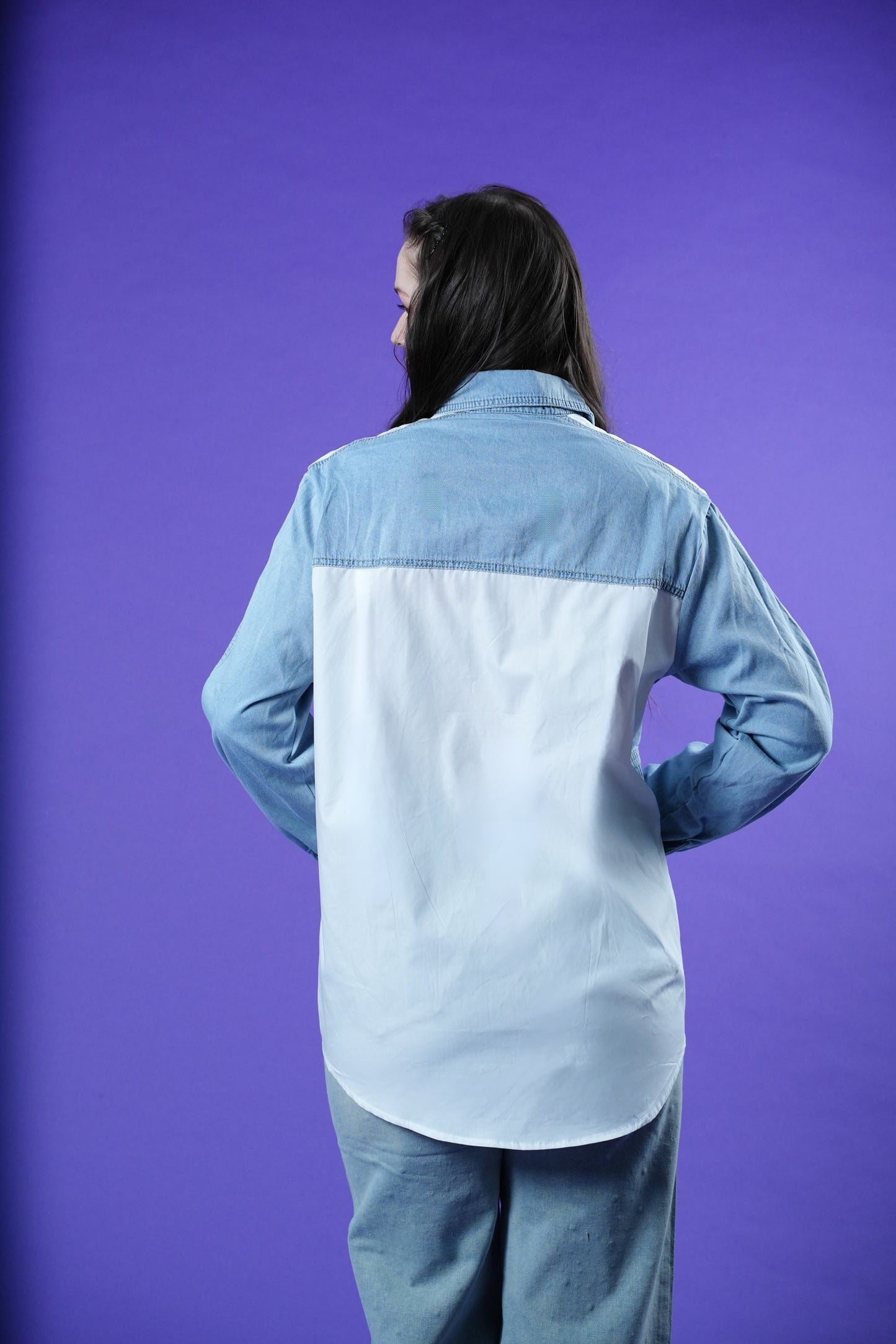 Stitch & Spark Half-N-Half Denim Shirt