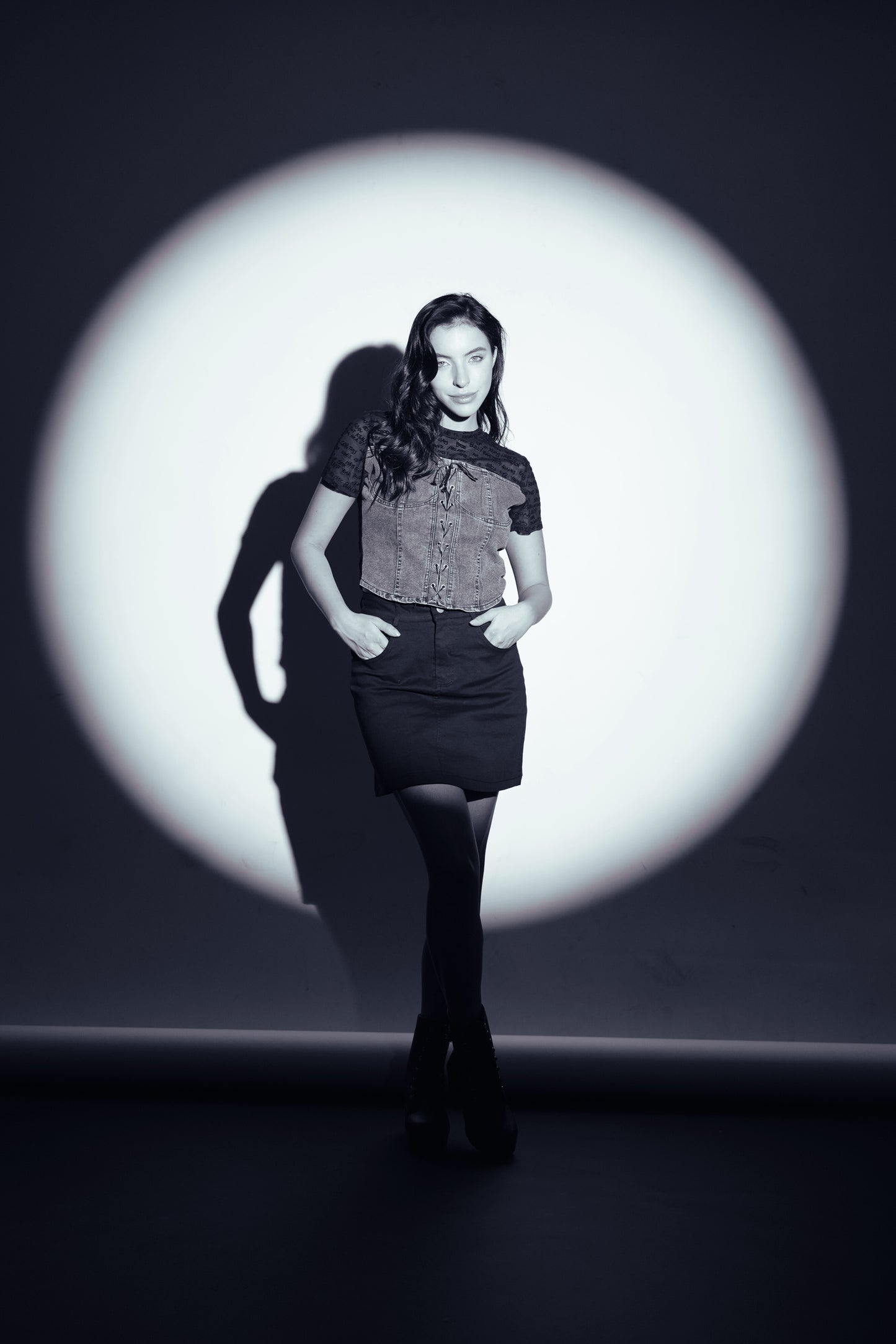 TypoTease Corset Top – Denim & Mesh Mix