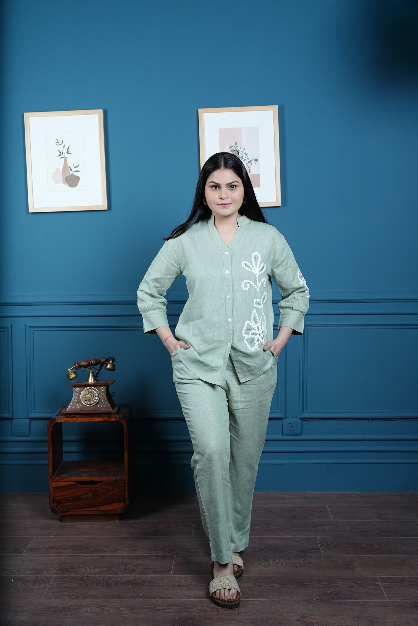 Mint Jade Grace Embroidered Co-ord Set