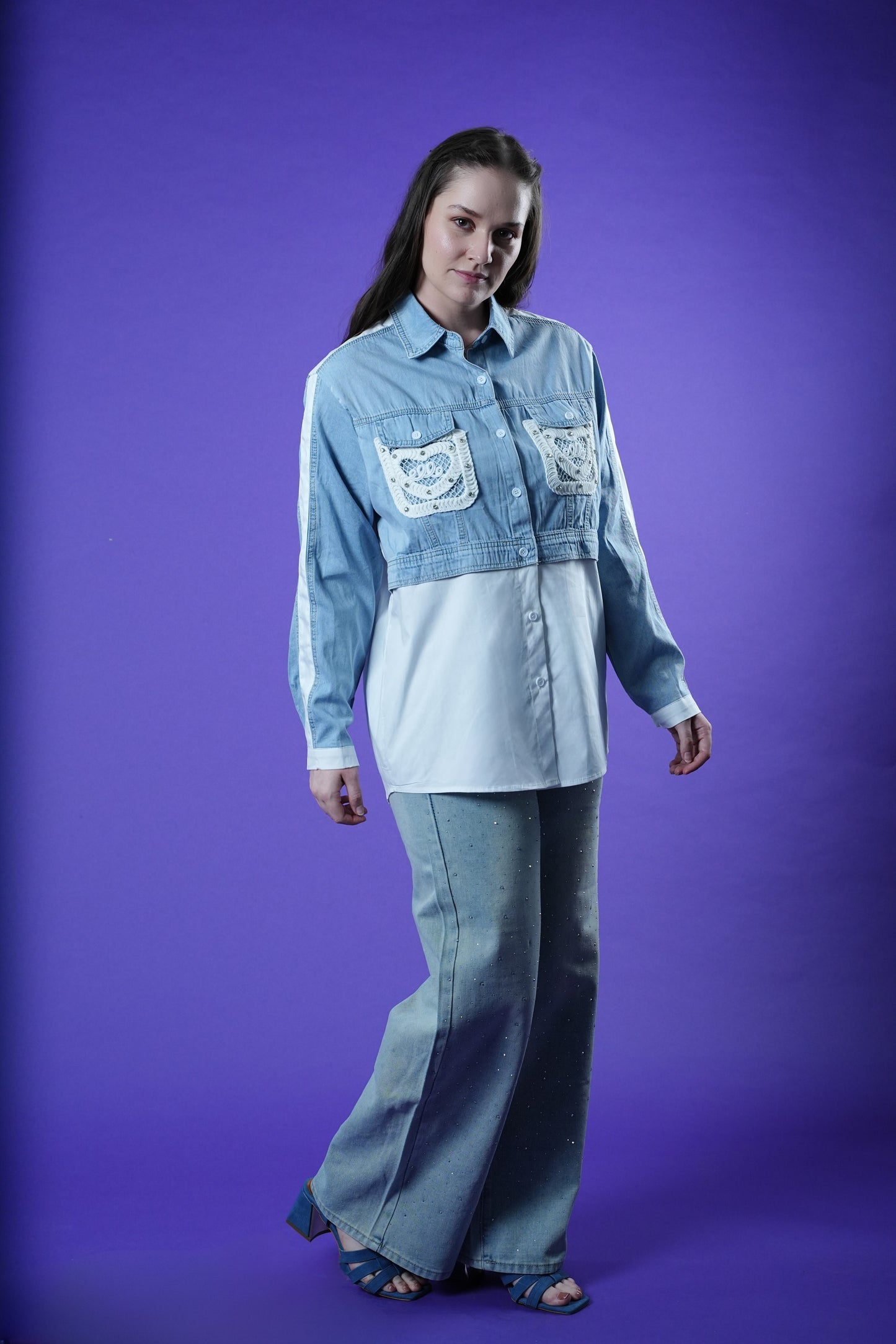 Stitch & Spark Half-N-Half Denim Shirt