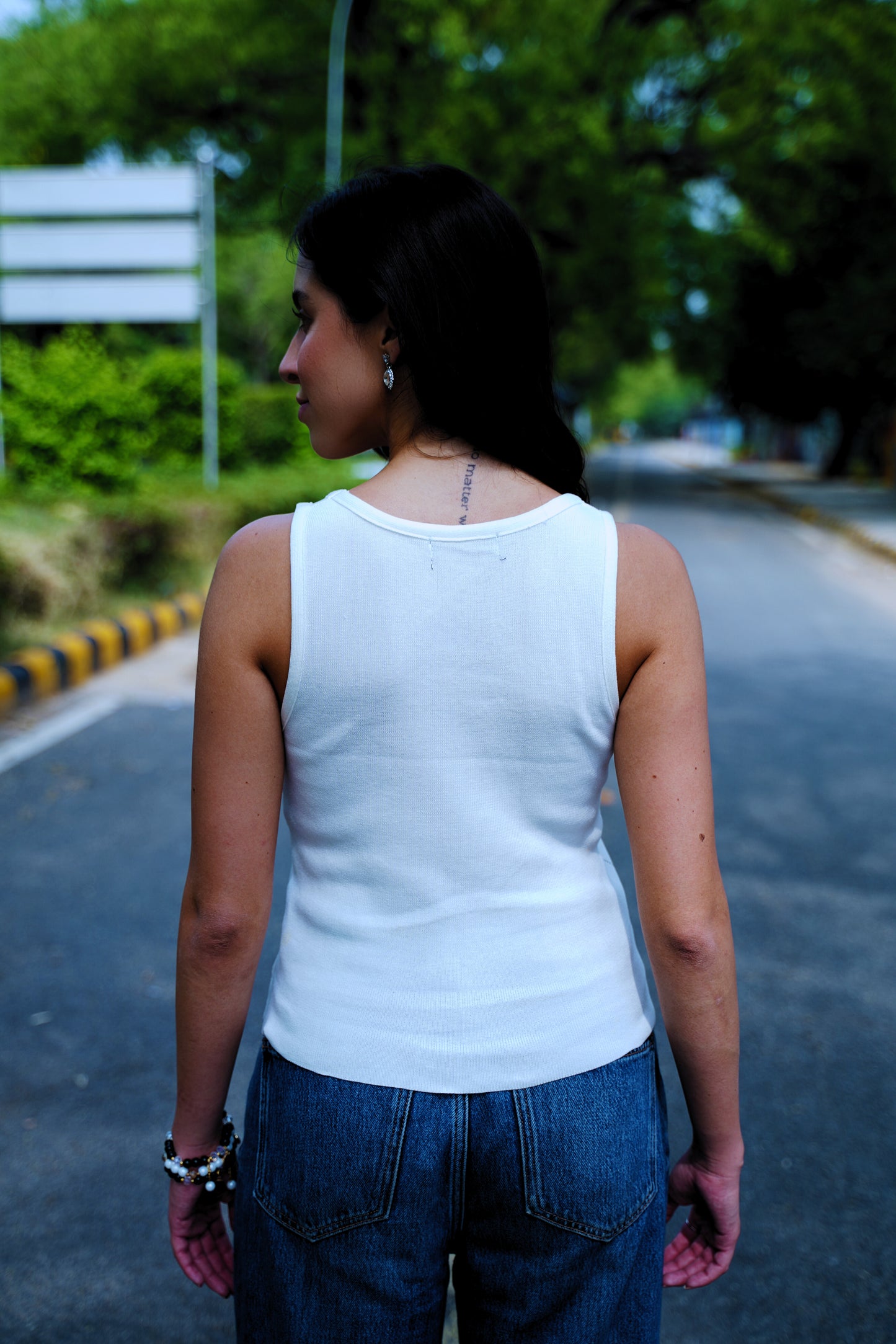 Diamond Dust – White Racerback Tank with Pointelle & Stones