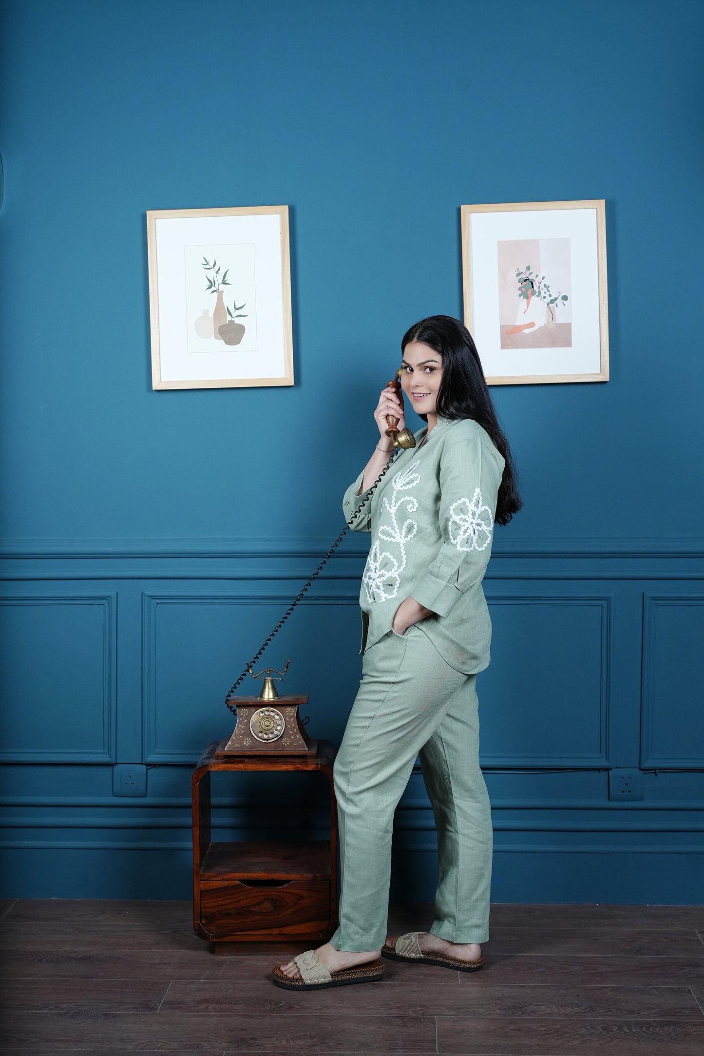 Mint Jade Grace Embroidered Co-ord Set