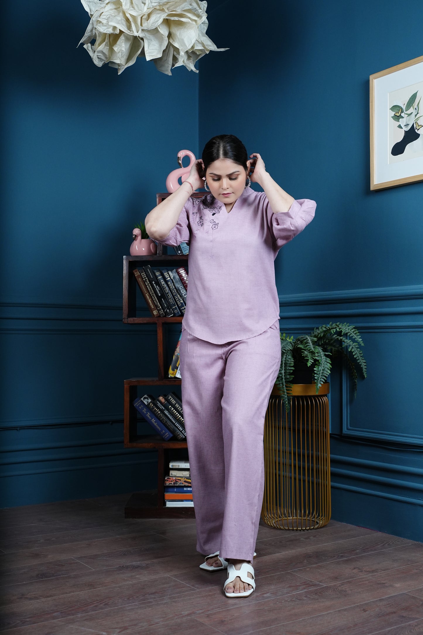 Moonlit Mauve Muse – Embroidered Co-ord Set