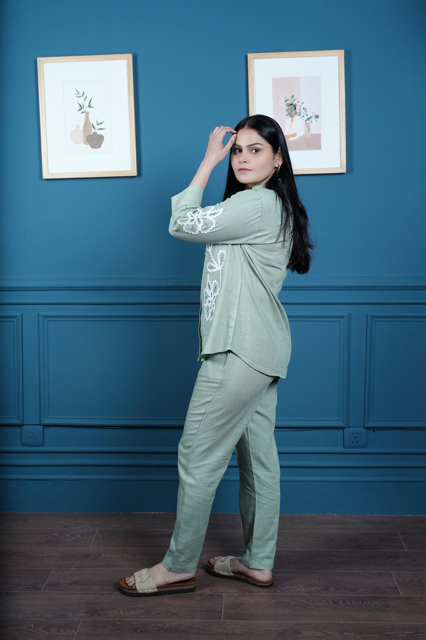 Mint Jade Grace Embroidered Co-ord Set