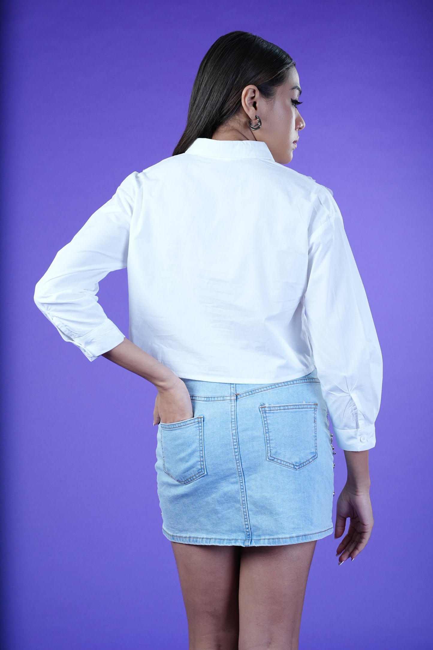 Diamond Prism Pearl Denim Mini Skirt