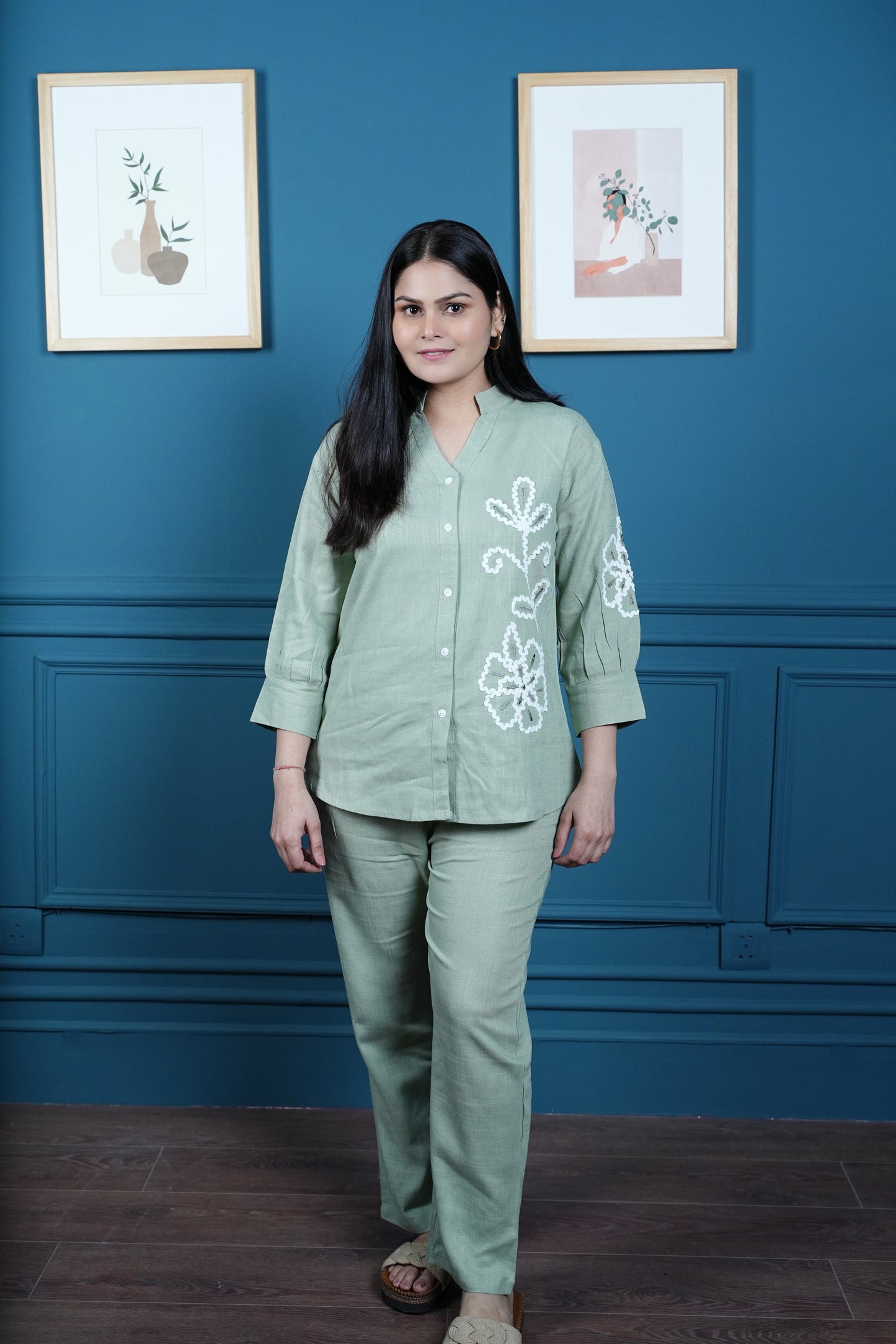 Mint Jade Grace Embroidered Co-ord Set