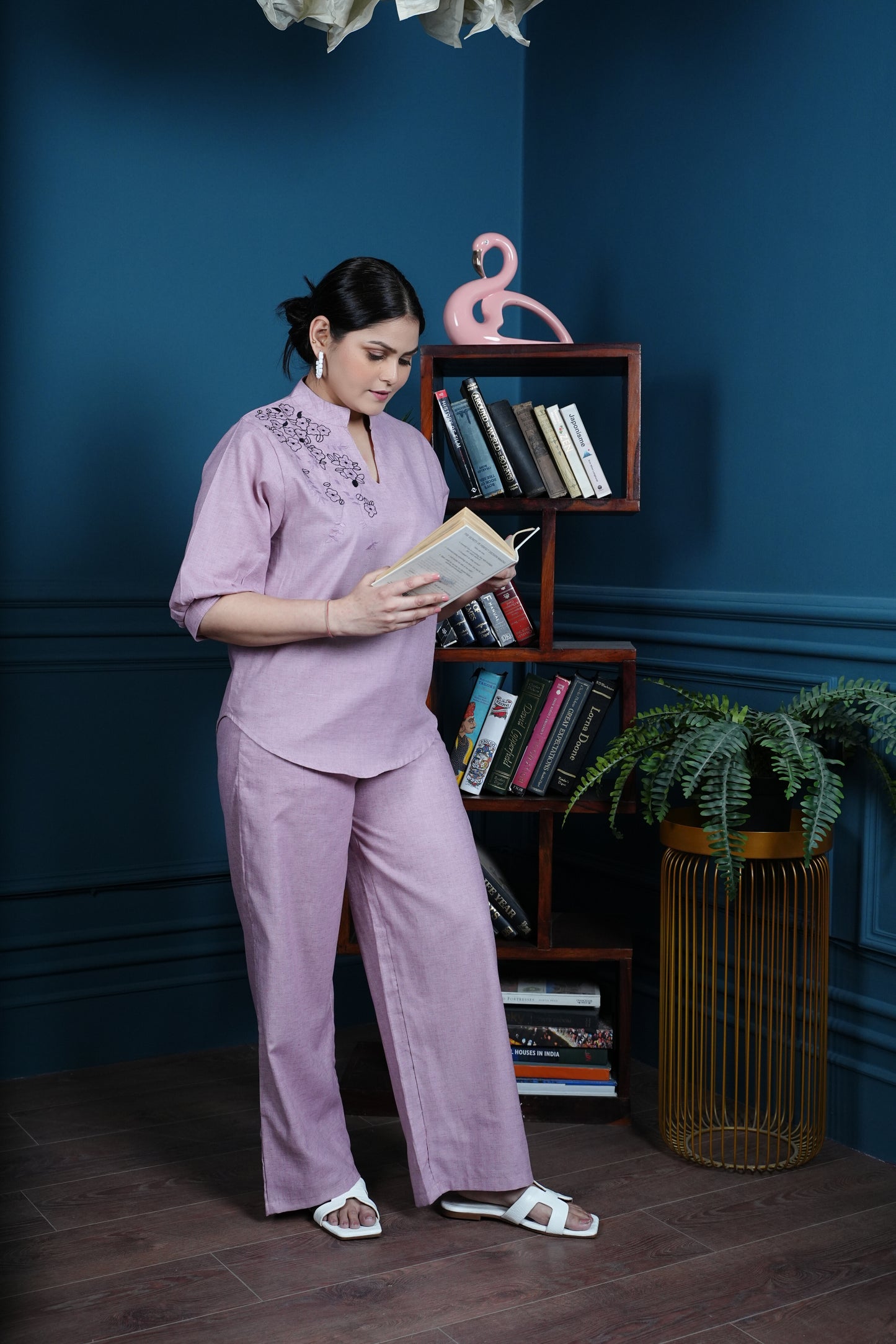 Moonlit Mauve Muse – Embroidered Co-ord Set