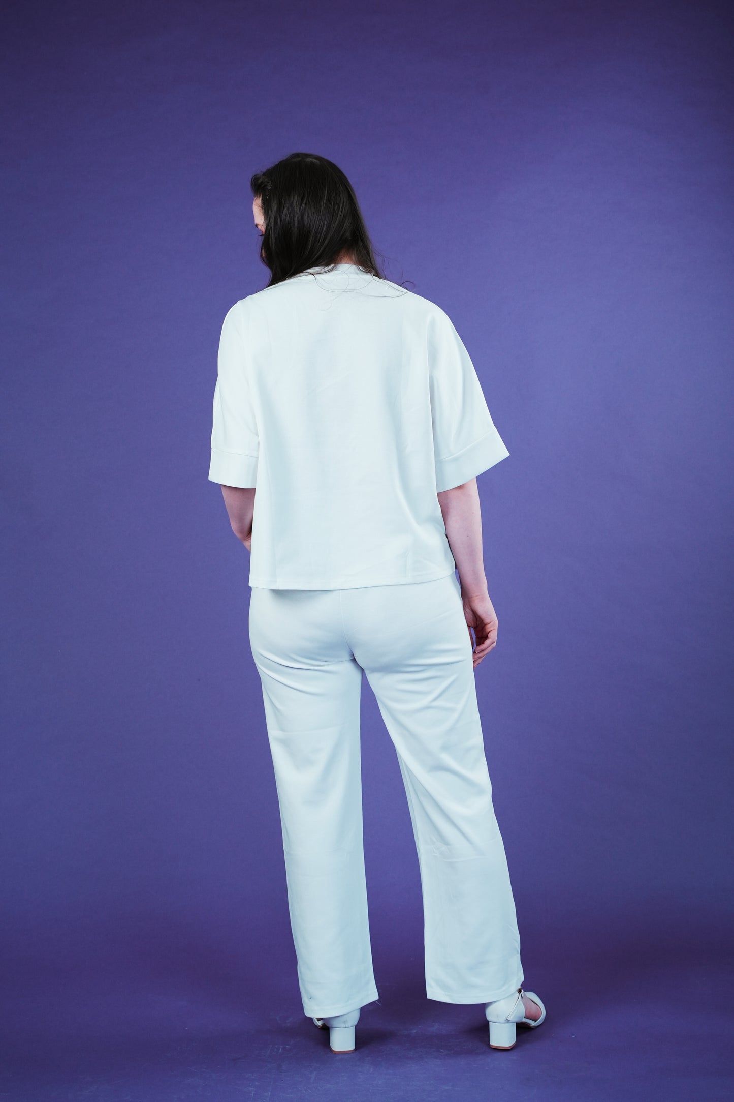 Diamond Bloom Co-ord Set for Women – Rhinestone Rose Embroidered Tee & Stretchable Knit Pants with Pockets