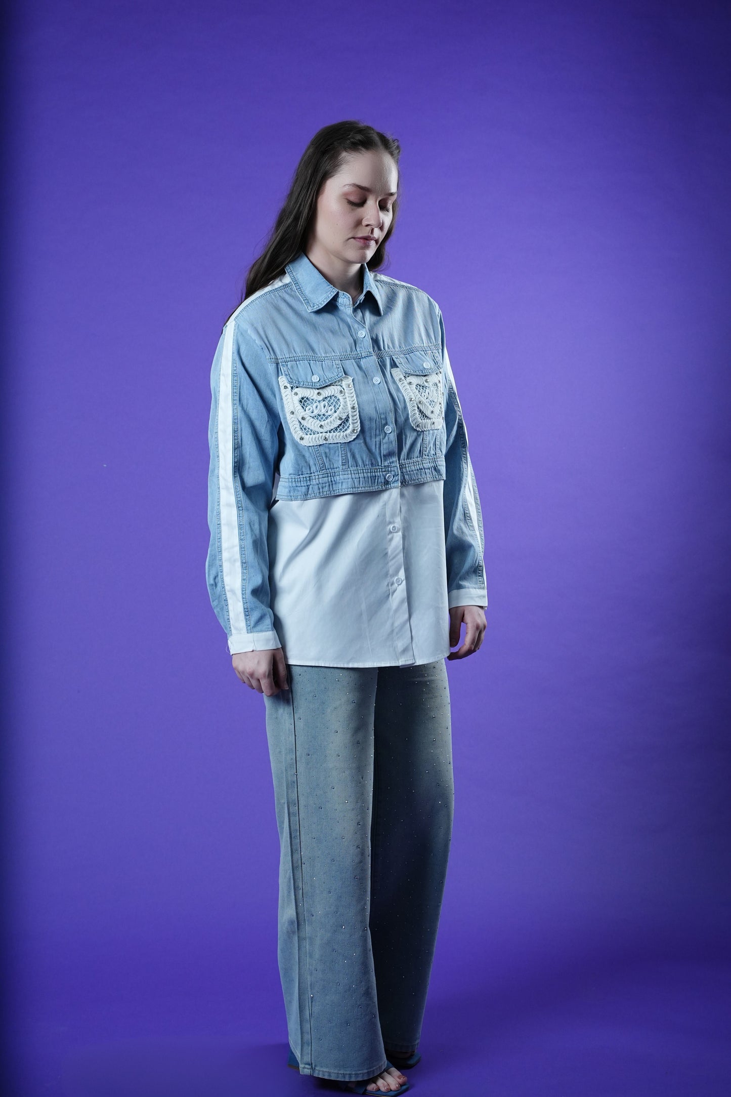 Stitch & Spark Half-N-Half Denim Shirt
