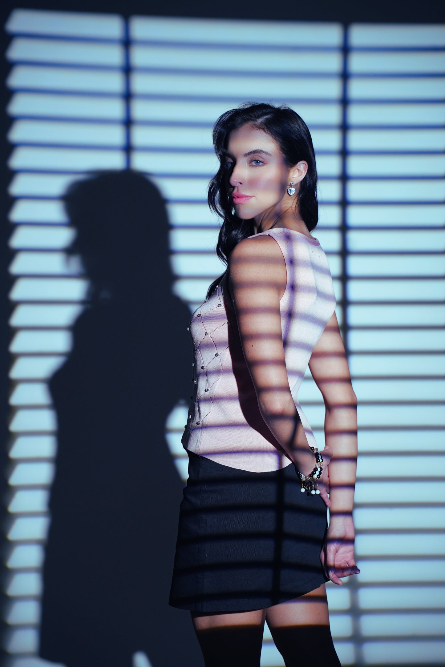 Diamond Dust – Crystal Ribbed Peach Tank Top