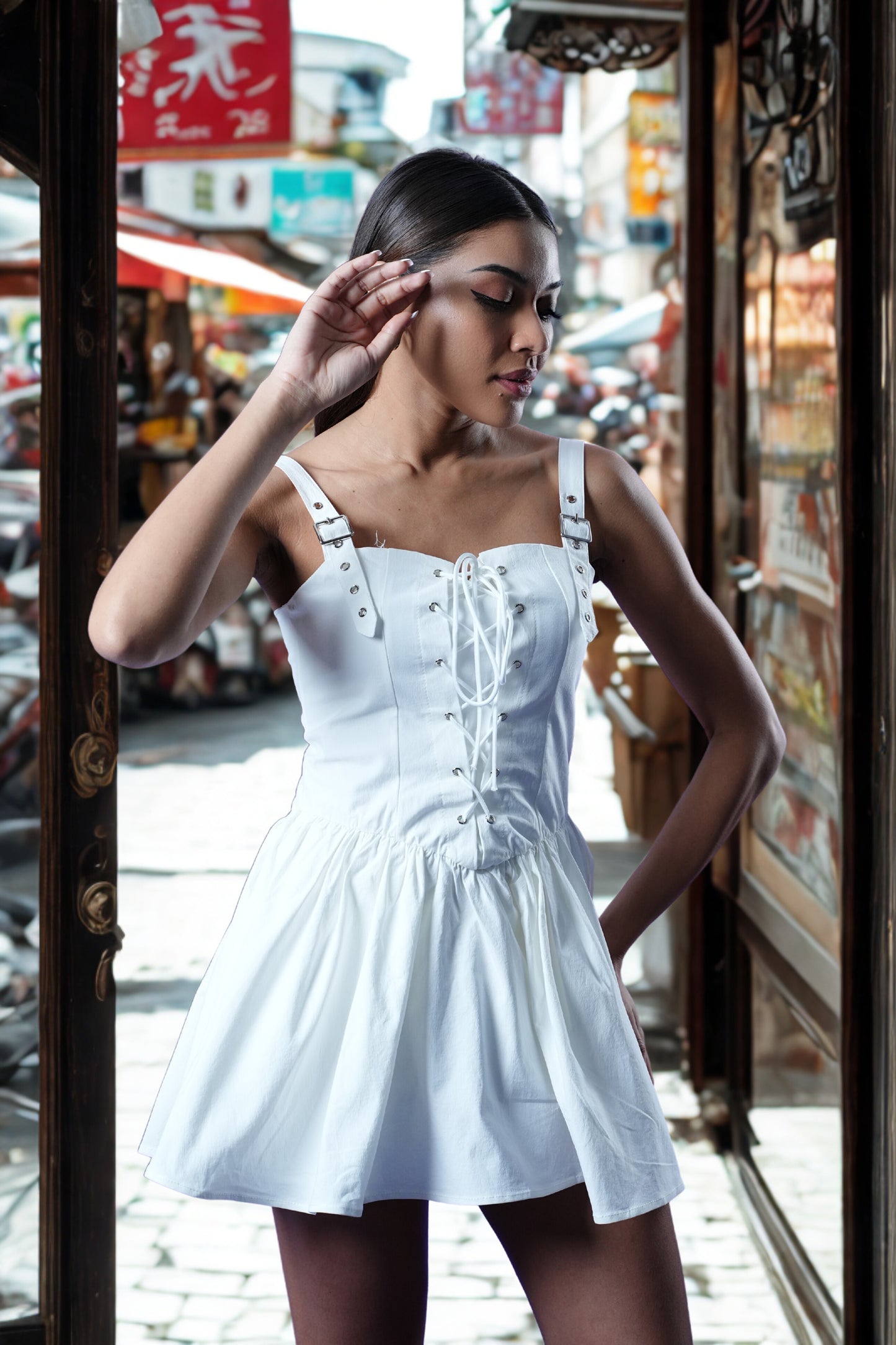 The Angelcore White Tie-Up Dress
