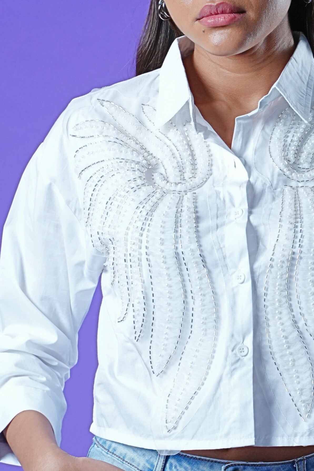 Mystic Wingborne Crop Shirt - White Shirt